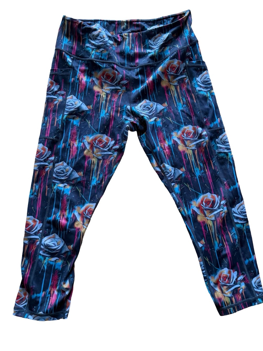 3369 CVG Constantly Varied Gear Blue Rose Print Leggings